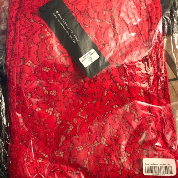 🚫 SOLD 🚫 Cherie Lace Palazzo Pants Red - Picture 5 of 6